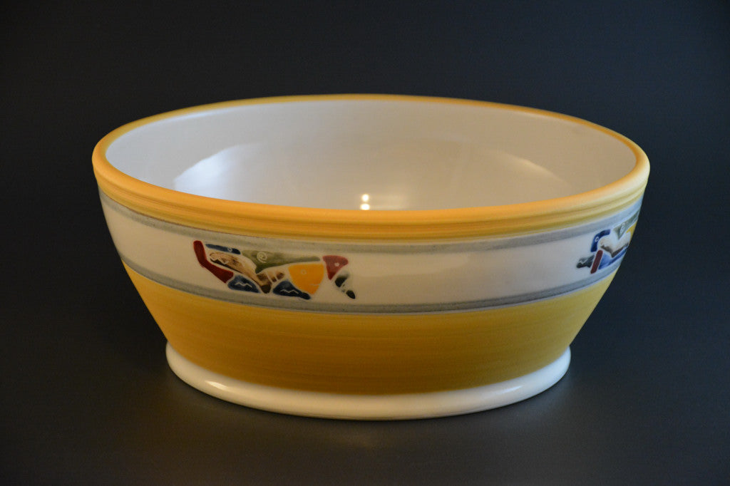 BL-10  Ceramic Yellow bowl - Bol jaune de porcelaine